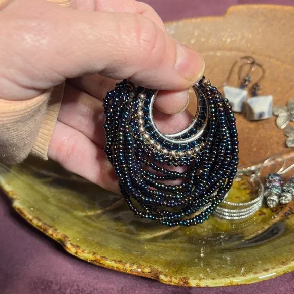 Elegant Silver and Blue Beaded Earrings Bundle - Picture 9 of 9